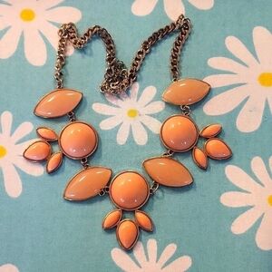 Vintage Gold tone Peach Creamsicle Bib Chain Necklace